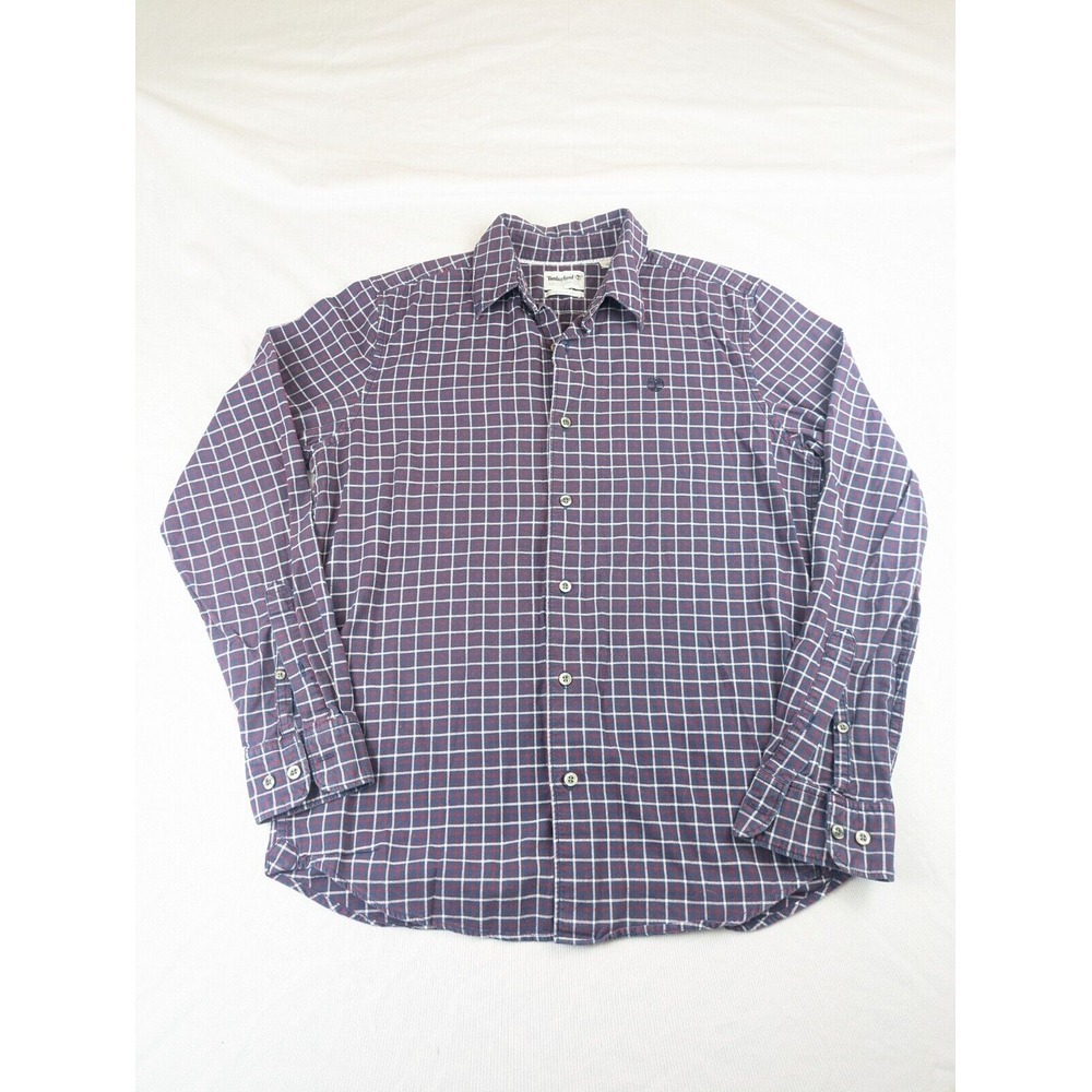 Timberland Men's Small Plaid Flannel Shirt Long Sleeve Button-Up Workwear
